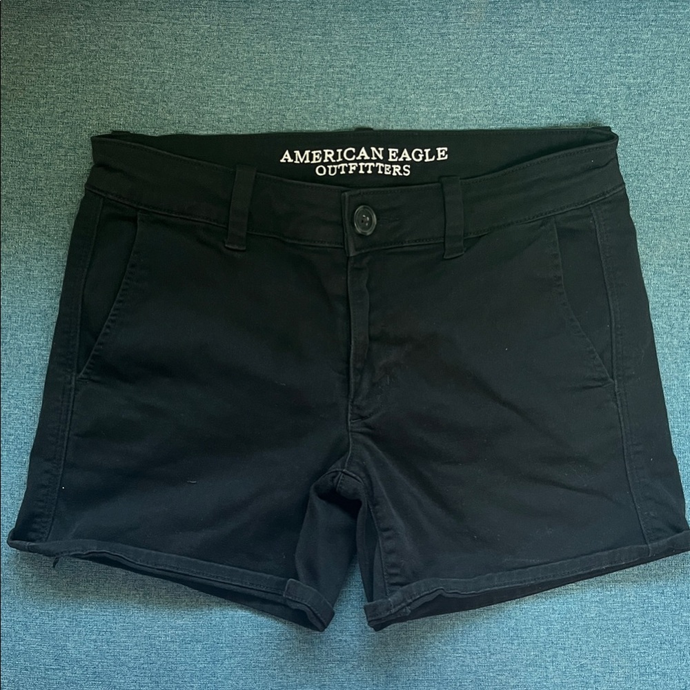 American Eagle Outfitters Women's Midi Black Shorts Super Stretch